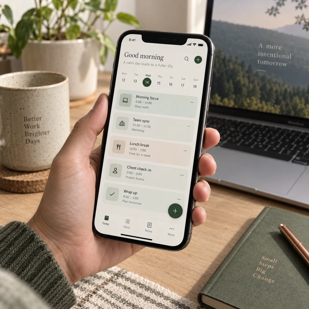 Illustrative mobile application on a smartphone